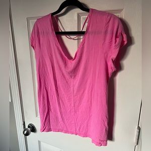 VS PINK Hot Pink Soft Tee w/open back
